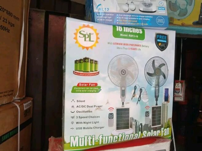 SPL 16″ Solar Rechargeable Standing Fan
