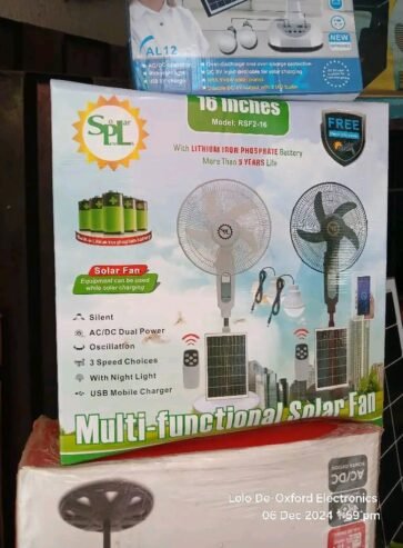 SPL 16″ Solar Rechargeable Standing Fan