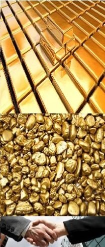 Gold nuggets and bars on sale