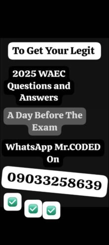 To Get 2025 WAEC Commerce Questions and Answers/Expo, WhatsApp Mr.Coded On 09033258639