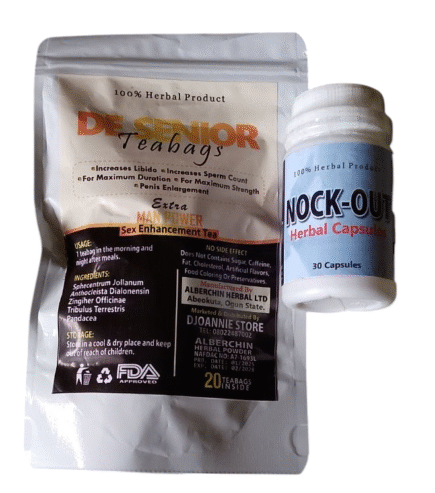 De Senior Extra Manpower Sex Enhancement Tea+Nock Out Herbal Capsule for Penis Enlargement