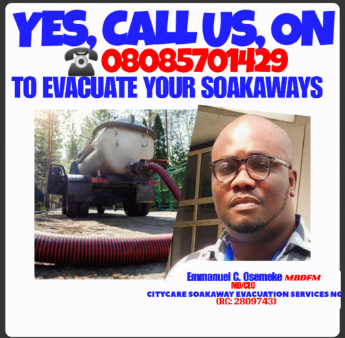 CityCare Soakaway Evacuation Services Abuja(YES, EVACUATE YOUR SEWAGES HERE)
