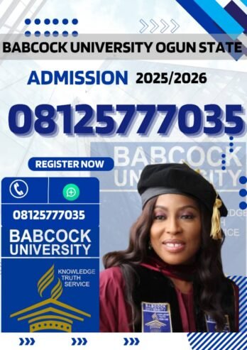 Babcock University Ogun 2025/2026 Admission Form is Out. Call {08125777035} now. Also, Pre-Degree Fo …