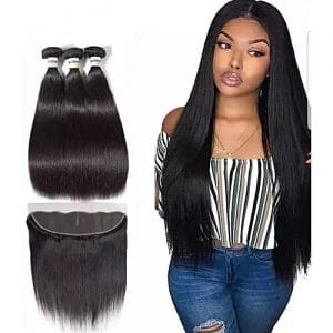 VIRGIN Straight Ear To Ear Frontal With Virgin Human Ear Bundles