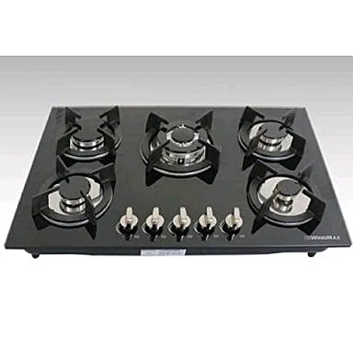 GS European 5Gas Burners Inbuilt Glass Cabinet Cooker HOB