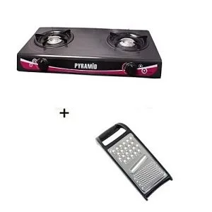 PYRAMID Table Top Gas Cooker With Auto Ignition-Multi Colour + Free Multicolour Kitchen Flat Grater