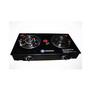Haier Thermocool 2 Hob Glass Lid Table Top Gas Cooker - Black