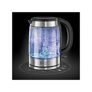 Russell Hobbs 21600 (1.7-Litre) Blue Illuminating Glass Kettle - Silver