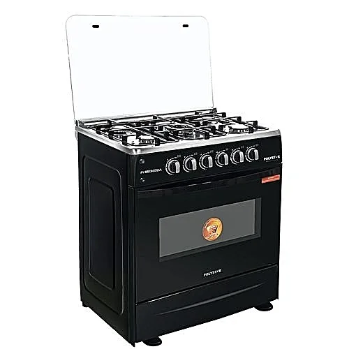 Polystar 80x60 5 Burner All Gas, Oven Grill Gas Cooker, Auto Ignition, Glass Cover, Cast Iron Grates PV-BBC80GG5A