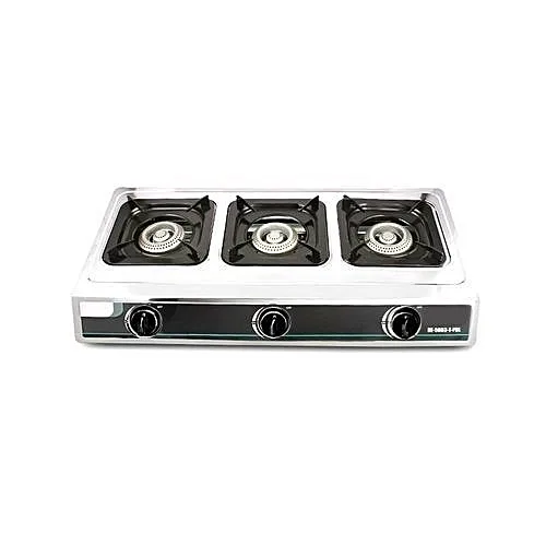 Generic Table Top Gas Cooker 3 Burners-(black And Silver)