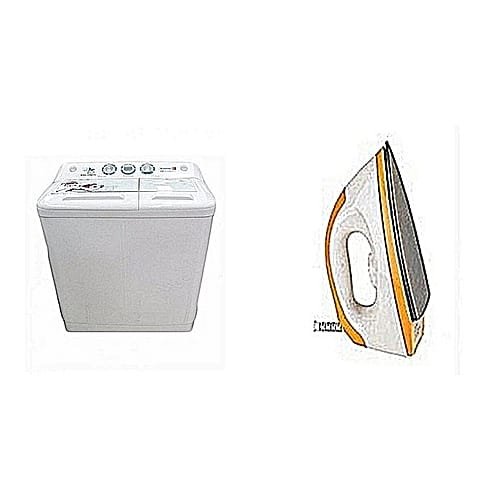 Scanfrost 8kg Twin Tub Semi-Automatic Washing Machine + Free Iron- White