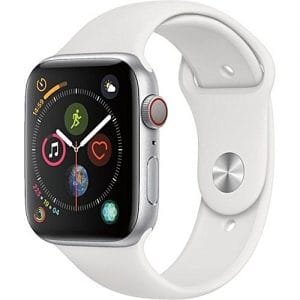 Apple Watch Series 4 (GPS+Cellular), 44mm Silver Aluminum Case With White Sport Band - Silver Aluminum