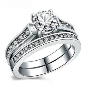 Fashion Elegant Design Wedding Ring Set - Silver