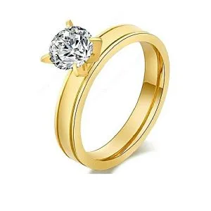 CZ Gold Plated Engagement Ring - 18karat Gold