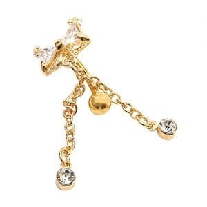 Fashion Bow Shaped Navel Ring Belly Ring Butterfly Style Trendy Ladies Fashionable White