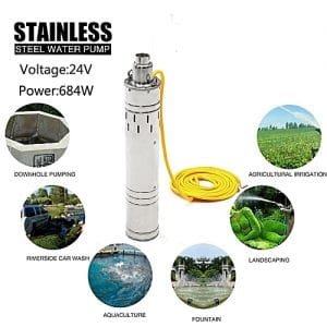 Generic 24V DC 684W Solar Submersible Water Pump Stainless Steel 3m3/Hour 80M Head