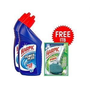 Harpic Toilet Cleaner: Power Plus + FREE Toilet Block - Pack Of 2
