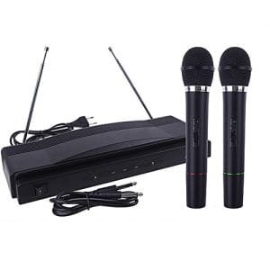 Generic Wireless Microphone System Dual Handheld + 2 X Mic Cordless Receiver