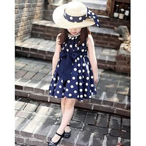 Fashion Kids Children Clothing Polka Dot Girl Chiffon Sundress Dress BU/S