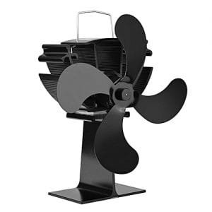 Generic 4 Blades Heat Powered Stove Fan No Electronic Needed Up Fireplace Black