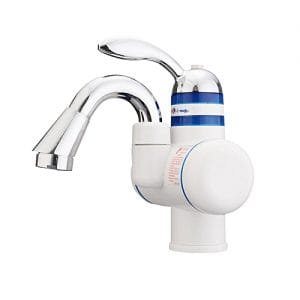 Generic Heating Electric Water Heater Basin Faucet Hot/Cold Mixer Water Taps (White/Blue)