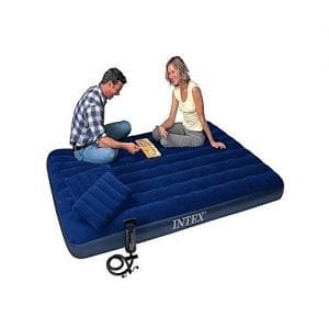 Intex Classic Queen Size Inflatable Air Bed + Pump & 2 Pillows - 2 Persons