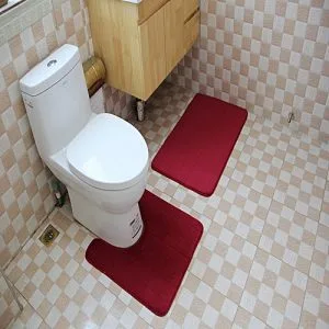 Generic 2PCS Bathroom Water-Absorbing Mat Rectangle Foot Cushion Toilet U-Shape Carpet Household Decoration Specification:Wine Red Size:2 Pieces Suit