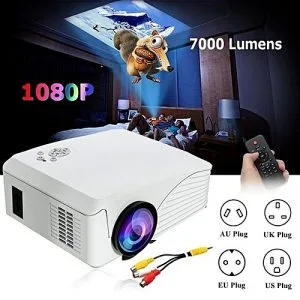 Generic 4000 Lumens 1080P HD Portable Projector 3D LED Multimedia USB Theater Cinema AU Plug