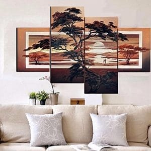 Generic 20 X 30cm&20 X 50cm Large Modern Abstract Pine Sunset Art Oil Painting Wall Decor Canvas NO Frame