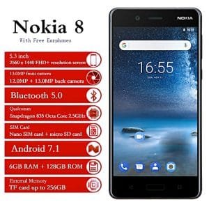 Nokia Nokia 8 5.3-Inch (6GB, 128GB ROM) Android 7.1, 12.0MP + 13.0MP, Gorilla Glass 4G Smartphone - BLUE