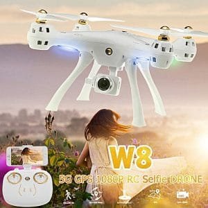 Generic W8 GPS RC Drone With Camera 1080P 5G Wifi FPV Wide-angle 110 Adjust Follow Me Surround Mode Selfie Quadcopter For Adults Beginners