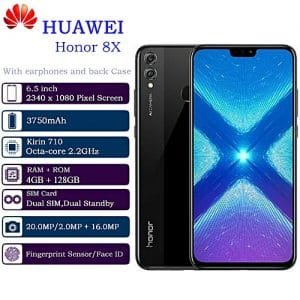 Huawei HONOR 8X 6.5-Inch LTPS (19.5:9) Octa-Core (4GB RAM, 128GB ROM) Android 8.1 Oreo, (20MP + 2MP) + 16MP AI Cameras Dual SIM 4G 3750 MAh Fingerprint ID Glass Body Smartphone - Black