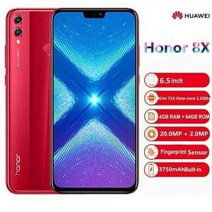 Huawei HONOR 8X 6.5-Inch LTPS (19.5:9) Octa-Core (4GB RAM, 64GB ROM) Android 8.1 Oreo, (20MP + 2MP) + 16MP AI Cameras Dual SIM 4G 3750 MAh Fingerprint ID Glass Body Smartphone - Red