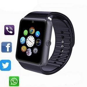JQAIQ GT08 Smart Watch For IPhone IOS Android Phone Sim Card Black