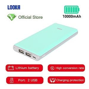 LOOKA Power Bank 10000mAh Li-Battery Dual USB Port - Blue