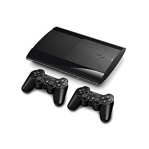 Sony PS3 SuperSlim Console 500GB + 2 Controllers + 20 Latest Games Downloaded Including FIFA 19 + PES 2019
