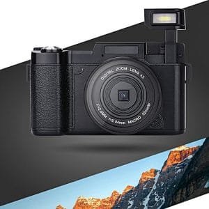 Generic Professional 3.0 Inch LCD Display 1080P Video Digital Camera 4X Zoom 24MP Rotary Screen Selfie Digital Camera Black CHSMALL