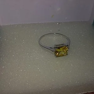BLiNG Engagement Ring Yellow Crystal Stone Silver Size 8