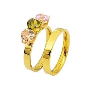 Fashion Gold Plated Ring Wedding Love Crystal Couple Women's Zircon Rings Fashion For Women With Diamonds Copper Jewelry