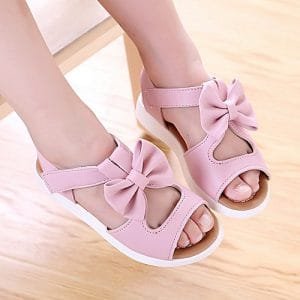 Summer Kids Children Sandals Fashion Bowknot Girls Flat Pricness Shoes?- Pink