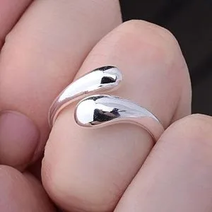 Bluelans Women Fashion Punk Silver Plated Smooth Band Adjustable Ring Jewelry Gift