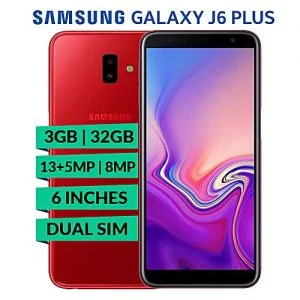 Samsung Galaxy J6 Plus - 6 Inch (32GB ROM + 3GB RAM), Dual Rear 13MP+5MP, 8MP Selfie, 8.1 Oreo Dual Sim, 4G Smartphone - Red