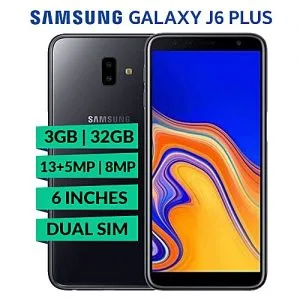 Samsung Galaxy J6 Plus - 6 Inch (32GB ROM + 3GB RAM), Dual Rear 13MP+5MP, 8MP Selfie, 8.1 Oreo Dual Sim, 4G Smartphone - Black