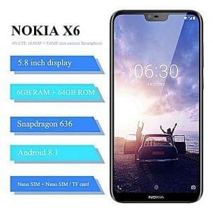 Nokia Nokia X6, 5.8", 6GB + 64GB (Dual Sim), Android 8.1, 16MP+16MP, 3060mAh, 4G LTE - Black