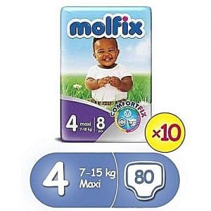Molfix ComfortFix Diapers, Size 4. 8 Count X 10 (Total 80 Count)
