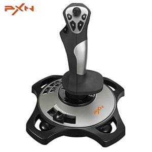Generic PXN PRO 2113 Wired 4 Axles Flying Game Joystick Simulator Controller-SILVER AND BLACK