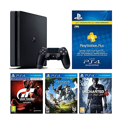 Sony PlayStation 4 500GB Slim Console With 3 Games And 3 Month PS Plus Membership