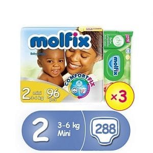 Molfix MINI JUMBO PACK SIZE 2 (96*3) + Free Wipes