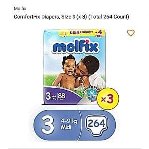 Molfix Molfix Comfort Fix Diapers Size 3 88counts (x3) (Total 264 Counts)