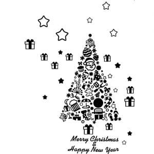 Generic Fancytoy Christmas Snow Window Sticker Removable Wall Stickers Removable Wall Decor Black M-26 893210 Color-0